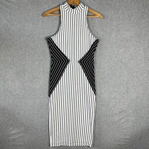 Black and white striped bodycon dress 2010's vibe